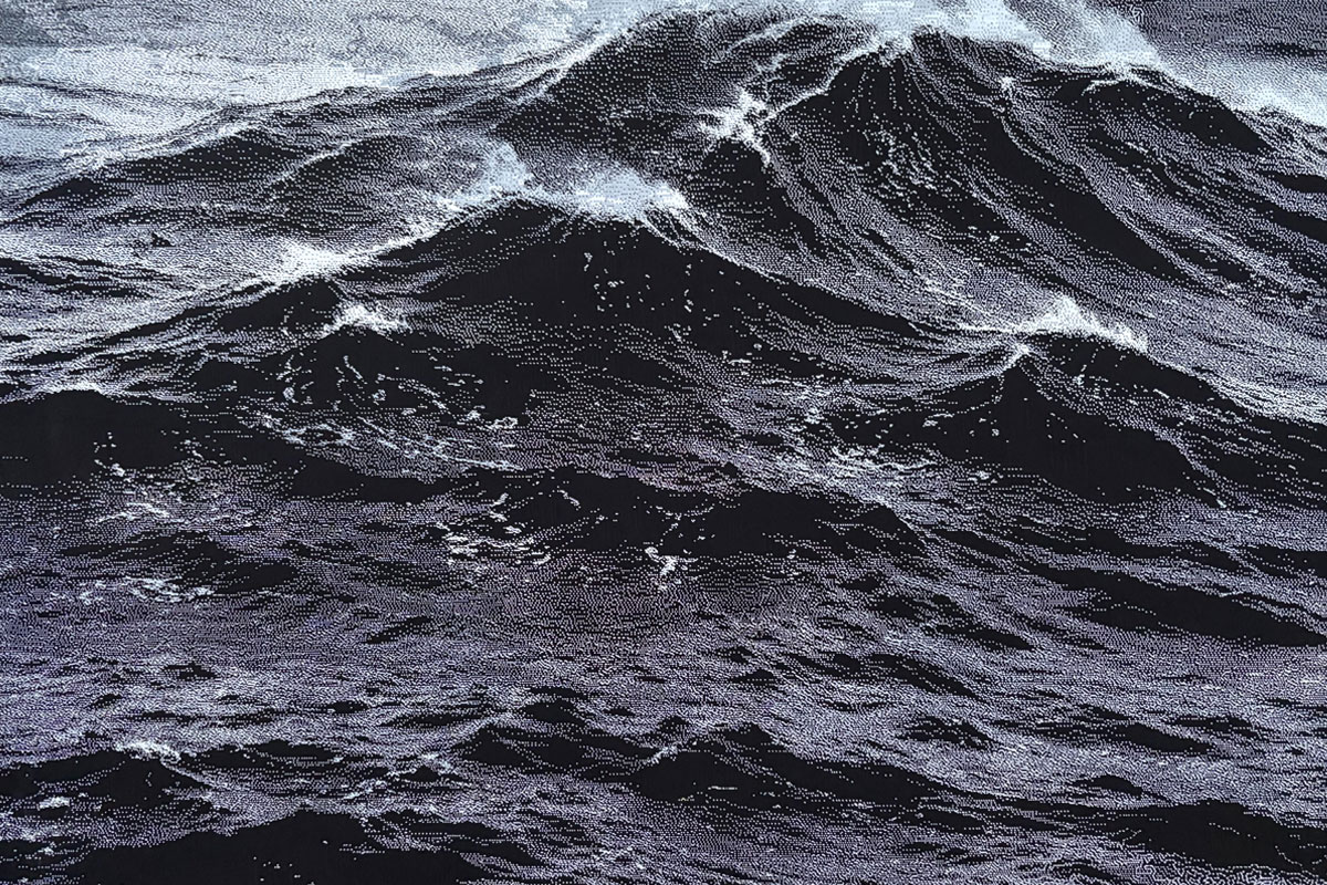 Pen and plotter drawing of ocean waves by Studio Lemercier