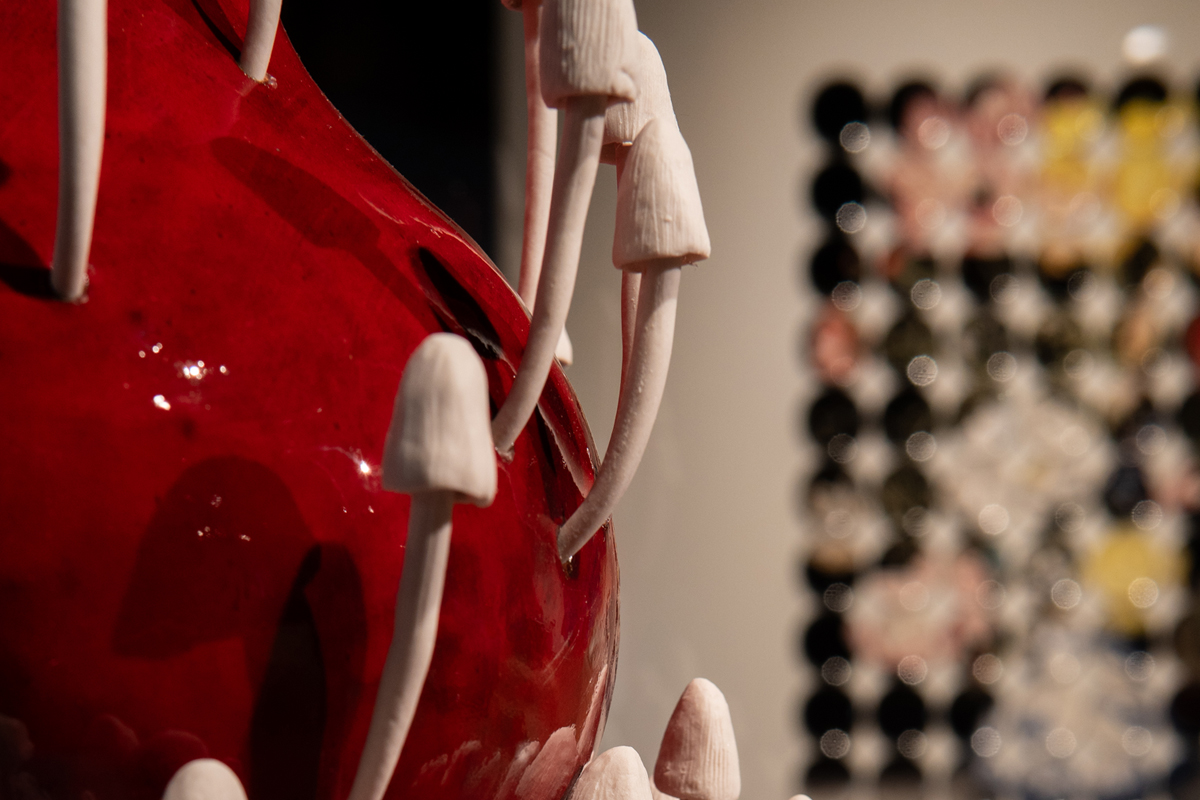 Close up of ceramic work in The Vessel Revisited Exhibition