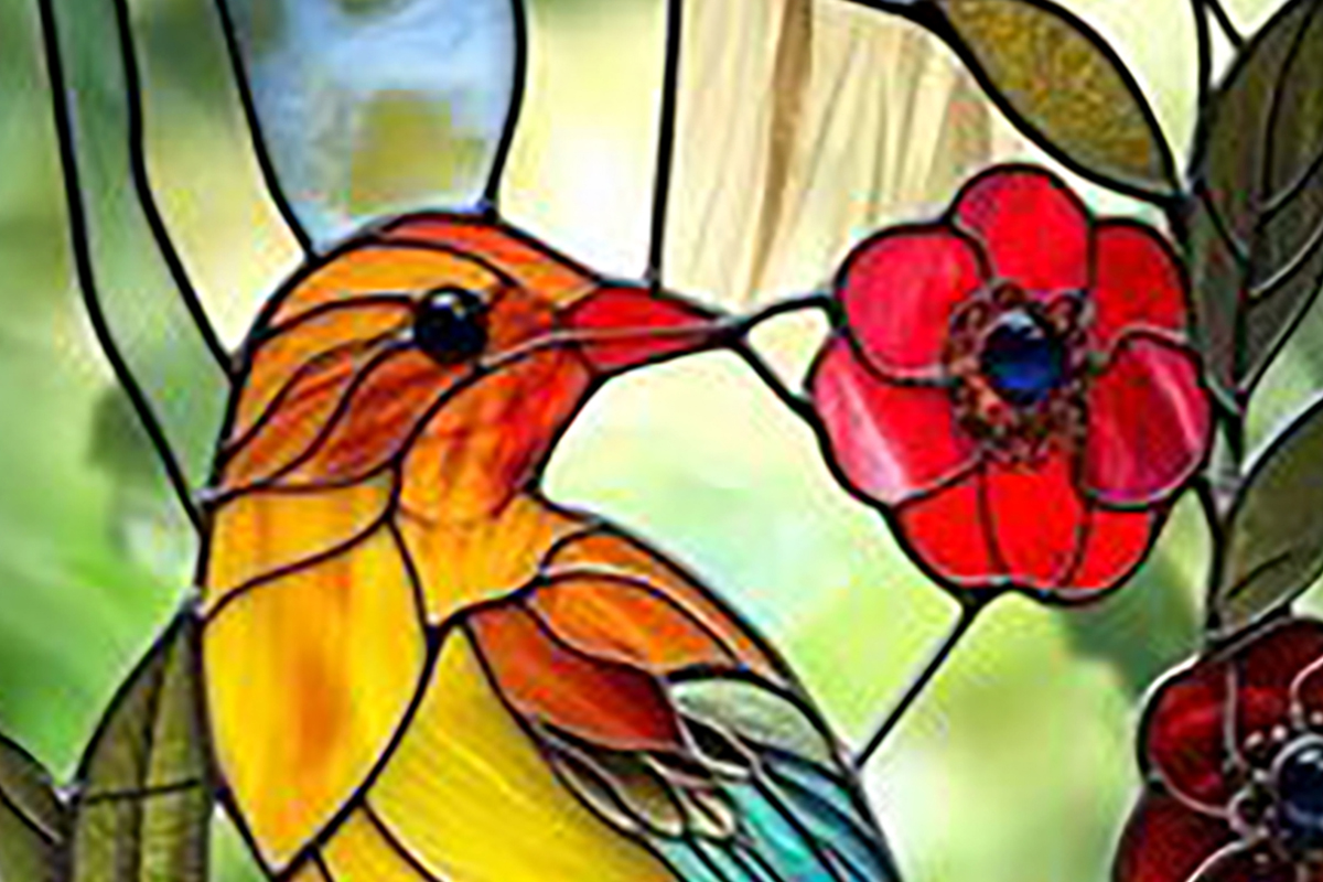 A stained glass humming bird