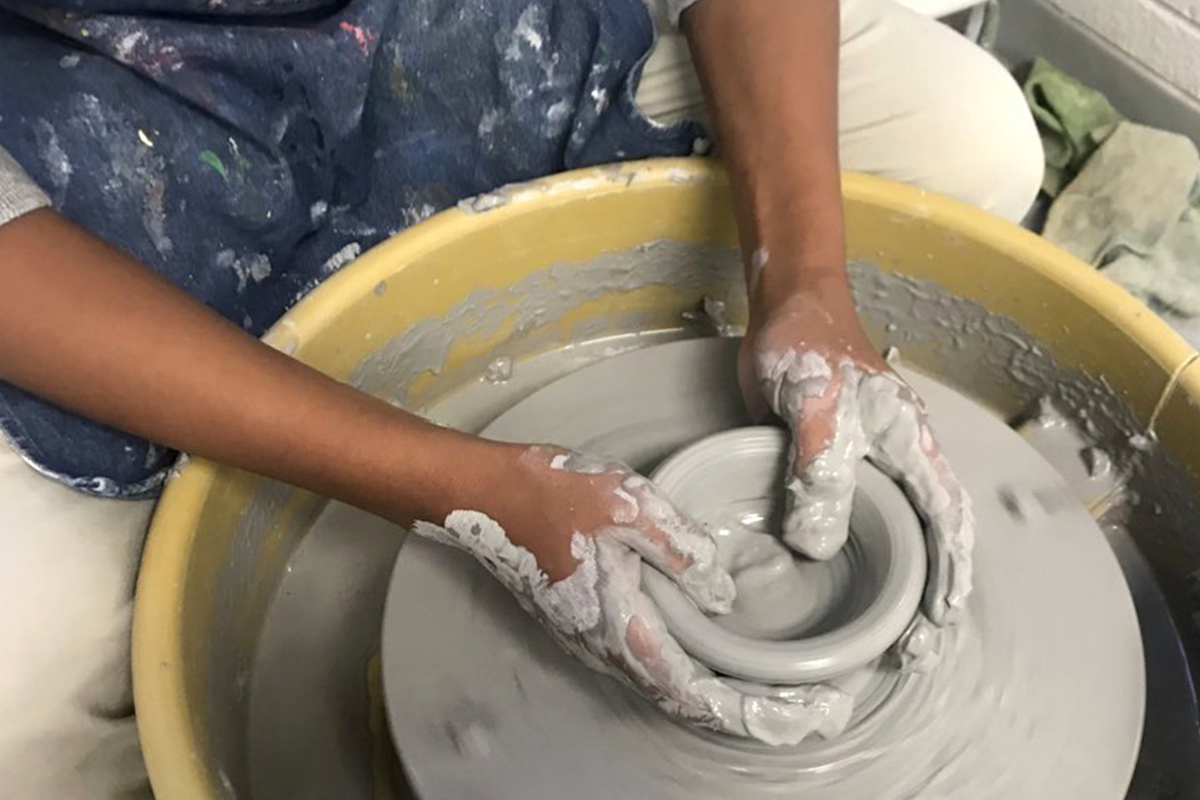 A potter shaped a piece of clay